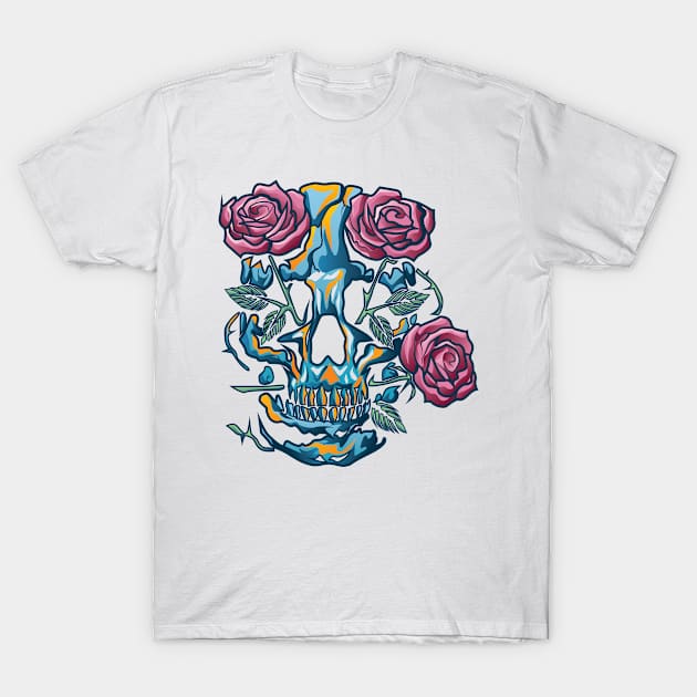 Skulls and roses T-Shirt by dbcreations25